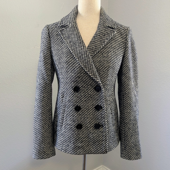 LOFT Jackets & Blazers - Ann Taylor LOFT Herringbone Wool Blend Peacoat Double Breasted Short Jacket XS